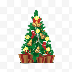 铃铛灯图片_手绘礼物圣诞树