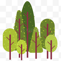 原始树林图片_扁平绿色树木树林