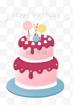 粉色卡通生日素材图片_卡通生日蛋糕