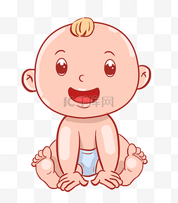 大笑图片_坐着的婴儿装饰插画
