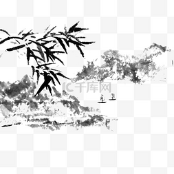 中国画绘画图片_水墨山水竹子