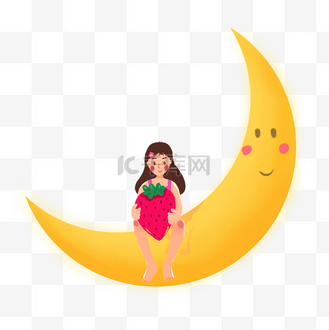 坐在月亮上的女孩