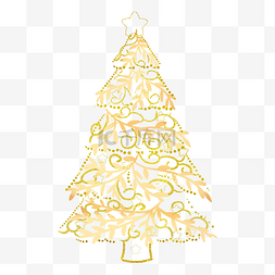 圣诞花纹金色图片_金色花纹圣诞树