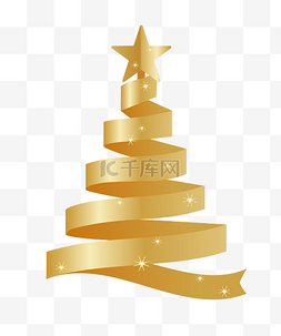 圣诞树装饰金色图片_圣诞树绸带装饰平安夜