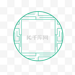 绿色圆形中国风窗花图案