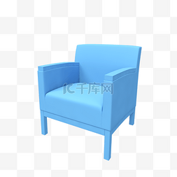 椅子海报图片_立体蓝色椅子C4D装饰