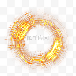 科技光效光斑图片_金色放射流光科技圆环