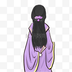 紫衣美女背影
