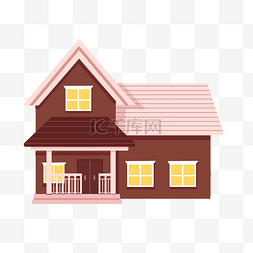 粉色屋顶房屋插图