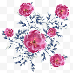 中国风刺绣刺绣图片_粉红色刺绣花朵花纹装饰