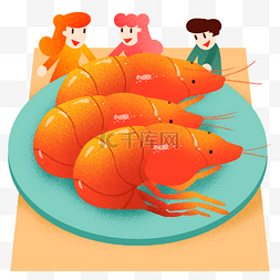夏季美味小龙虾插画