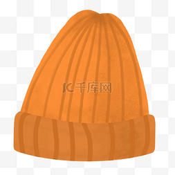 橙色的编织帽子插画