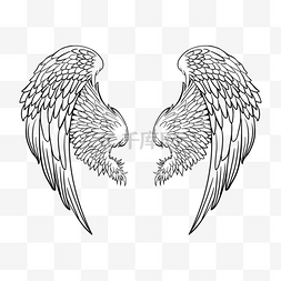 天使的翅膀手绘图片_黑白手绘炫酷简约翅膀