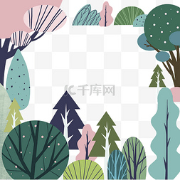 可爱边框绿色图片_森林装饰边框树林植物PNG