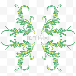 绿色对称花纹装饰