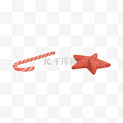 红色闪光海星和拐杖棒棒糖