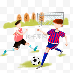 踢足球的卡通图片_清明节踢足球的小男孩插画