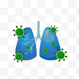 肺炎肺部卡通图片图片_卡通手绘蓝色肺炎病毒插画