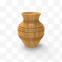 c4d花瓶摆件木头
