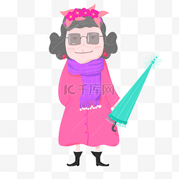 老年女性图片_女神节拿雨伞的老年女性