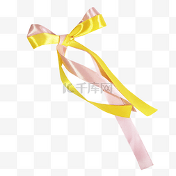 黄色丝带图片_淡粉色黄色丝带蝴蝶结