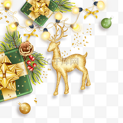 圣诞节绿色边框装饰图片_圣诞节绿色礼盒装饰