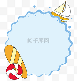 夏日清爽波浪图片_海滩度假夏日清爽蓝色矢量边框