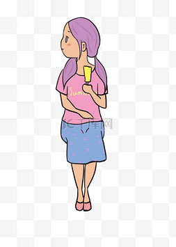 吃冰激凌的女孩图片_手拿冰激淋坐着的女孩