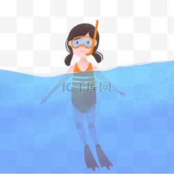 潜水图片_六一儿童节可爱女孩潜水