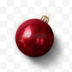 圣诞松枝吊球图片_红色圣诞球