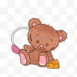 手绘奶酪棕色泰迪熊插画