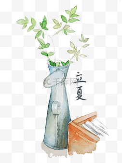 街景插画图片_立夏水彩植物装饰图