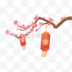 水彩春节装饰灯笼