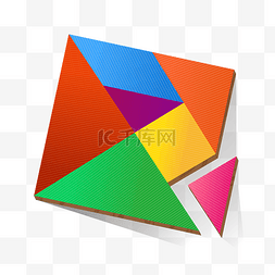 三角彩色图片_彩色的七巧板