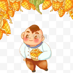 秋天农民收获玉米