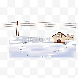 卡通手绘冬天雪景