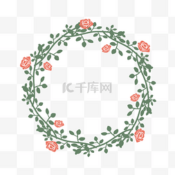 简约红色花朵花卉圆形边框元素svg