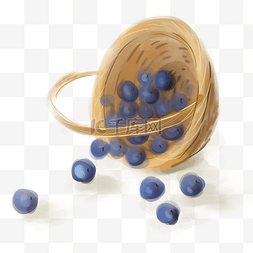 水墨篮子里的蓝莓
