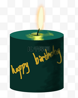 绿色生日快乐图片_绿色蜡烛装饰