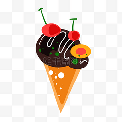 樱桃冰淇淋卡通插画