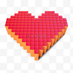 立体红色方块图片_情人节立体方块爱心