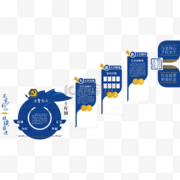 创意蓝色企业文化图片_楼道公安局警营文化墙圆形红旗蓝