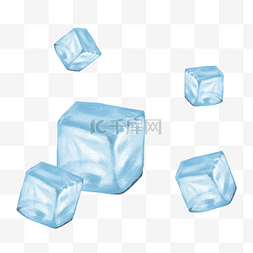 蓝色方形通透夏季冰块