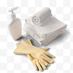黄色橡胶手套图片_橡胶手套毛巾3d元素
