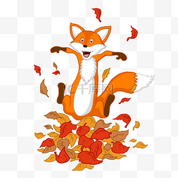 跳跃的狐狸和落叶