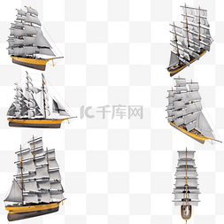 帆船出海图片_精致复古帆船套图png图