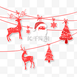 麋鹿标签图片_手绘扁平圣诞节标签挂饰