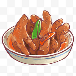 肉食图片_一盘美味卤鸡爪插画