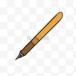 钢笔字迹图片_黄色手绘线稿钢笔元素