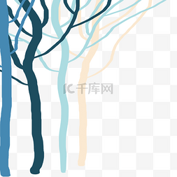 卡通蓝色的大树